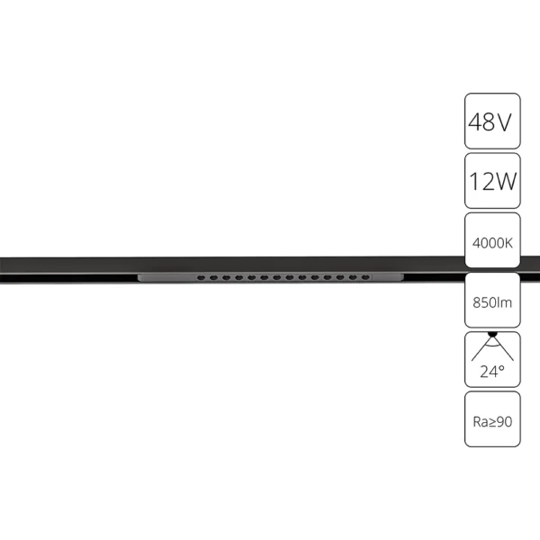 0-698 A7266PL-1BK СВЕТИЛЬНИК ПОТОЛОЧНЫЙ OPTIMA 48В 12Вт 850Лм 4000К 90+ 24°