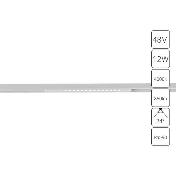 0-700 A7266PL-1WH СВЕТИЛЬНИК ПОТОЛОЧНЫЙ OPTIMA 48В 12Вт 850Лм 4000К 90+ 24°