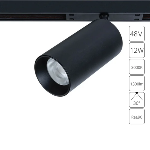 0-974 A7281PL-1BK СВЕТИЛЬНИК ПОТОЛОЧНЫЙ OPTIMA 48В 12Вт 1300Лм 3000K 90+ 36°