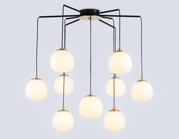 LH51001_mode1-1 LH51001/6+3 SGD/BK/FR золотой песок/черный /белый матовый G9*9 max 28W D750*700