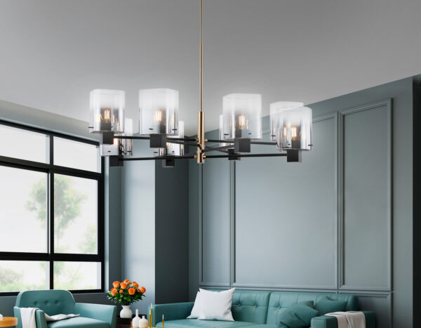 LH57043_interior-1 LH57043/8 BK/DBS/SM черный/темная латунь/дымчатый E14/8 max 40W D830*710