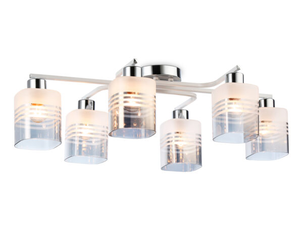 TR303207-2 TR303207/6 WH/CH/SM/FR белый/хром/дымчатый/белый матовый E27*6 max 60W 710*400*200