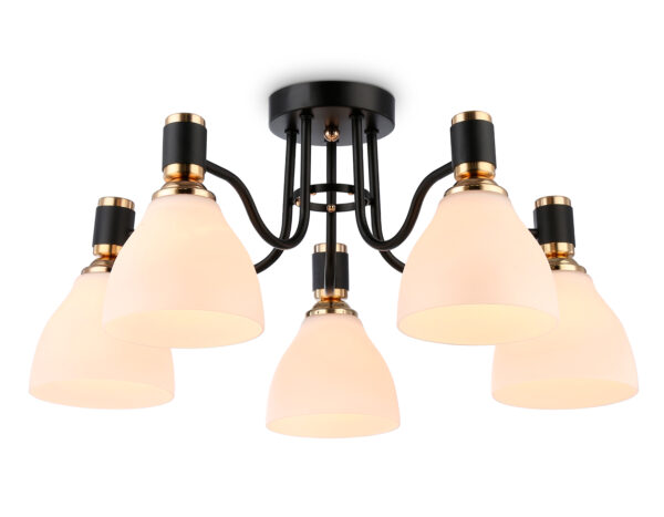 TR303307-2 TR303307/5 BK/GD/FR черный/золото/белый матовый E27*5 max 60W D600*270