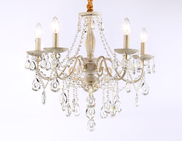 TR4944-2 TR4944/5 WH/GD/CL белый/золото/прозрачный E14/5 max 40W D605*565