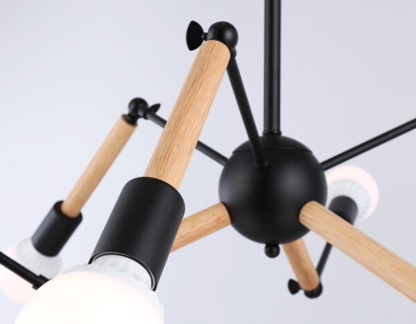 TR80488_macro1-2 TR80488/6 BK/LW черный/светлое дерево E27/6 max 60W D930*510