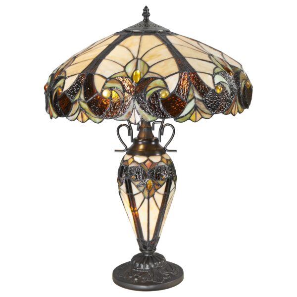 gkdcv1evsf1u4kzb5pudttu132eint1m 815-804-03 VELANTE Стиль Tiffany светильник настольный E27, 2x60W + E14, 1x25W