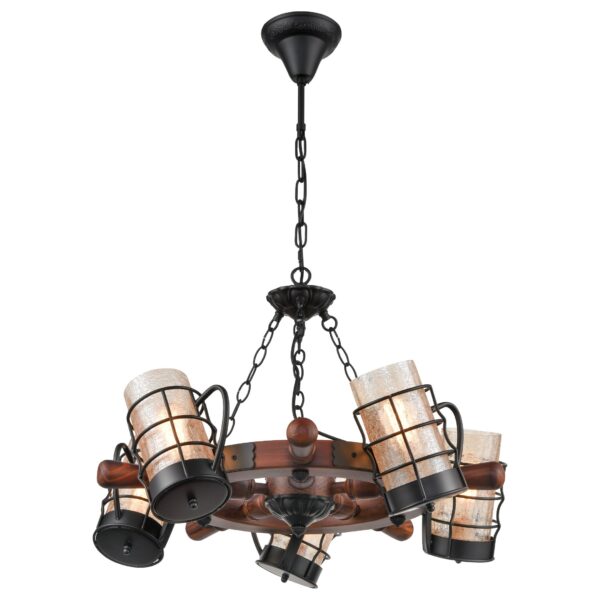 ngj35vhk5d5twxi1utos23snq7exmb38 561-703-05 VELANTE Деревянный стиль светильник подвесной, E27, 5x40W