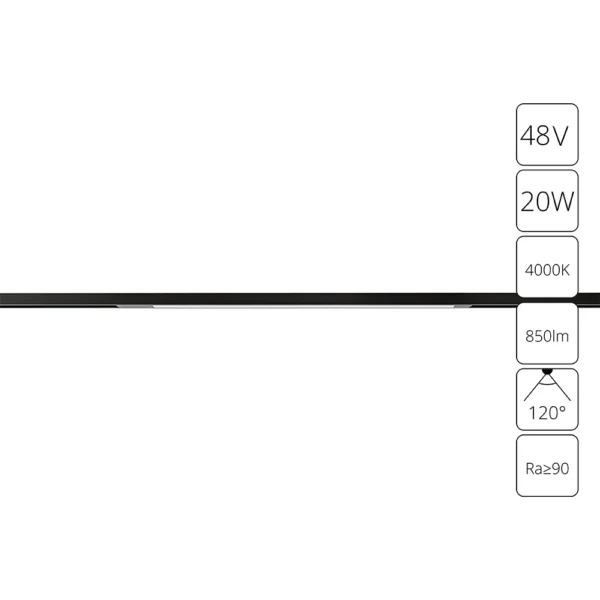 0-58 A7264PL-1BK СВЕТИЛЬНИК ПОТОЛОЧНЫЙ OPTIMA 48В 20Вт 850Лм 4000К 90+ 120°