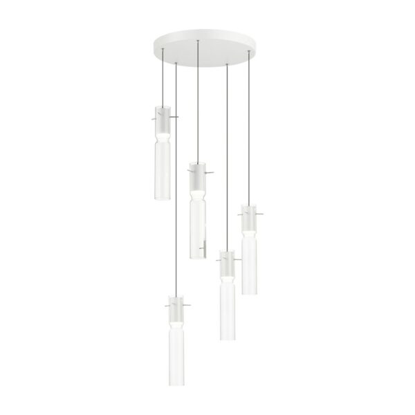 904f956e584556b91151b98f39c69e2b 5058/25LB PENDANT ODL24 385 белый/прозрачный/металл/стекло Люстра каскадная LED 5*5W 3000K SCROW