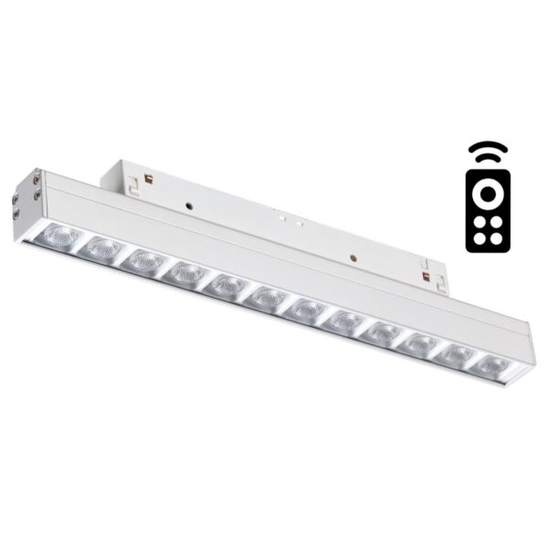 fde4b1ac5534219afb485b71373b0ef4 358621 SHINO NT21 064 белый Трековый низковольтный св-к диммируемый с ДУ, со сменой цв.температуры IP20 LED 3000~6500К 12W 48V FLUM